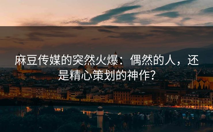 麻豆传媒的突然火爆：偶然的人，还是精心策划的神作？