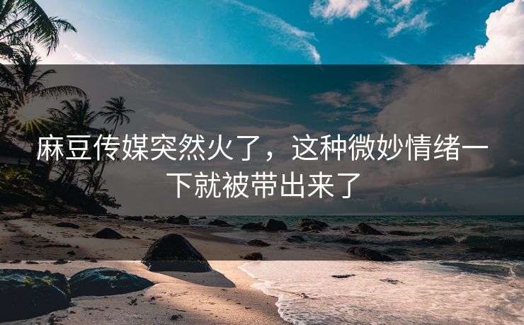 麻豆传媒突然火了，这种微妙情绪一下就被带出来了