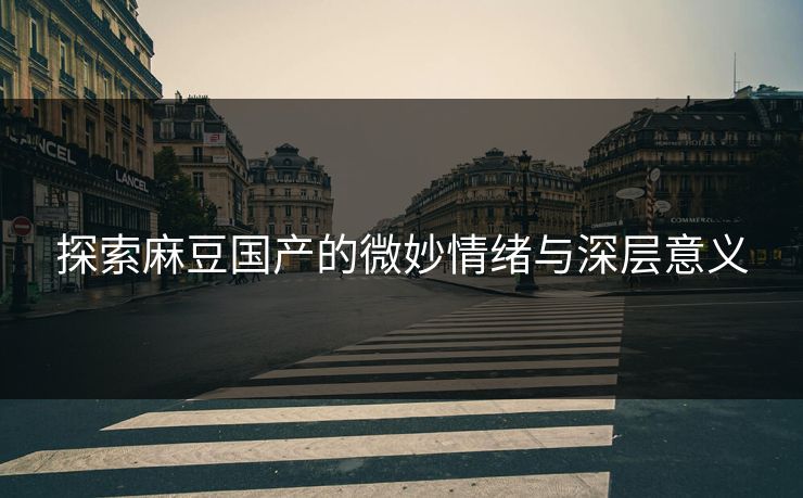 探索麻豆国产的微妙情绪与深层意义