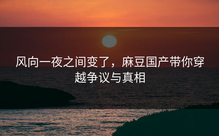 风向一夜之间变了,麻豆国产带你穿越争议与真相