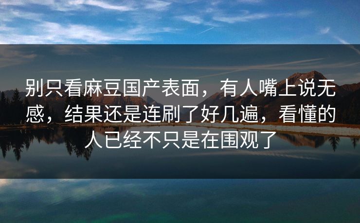 别只看麻豆国产表面，有人嘴上说无感，结果还是连刷了好几遍，看懂的人已经不只是在围观了