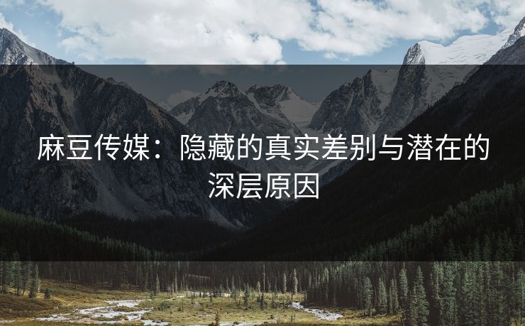 麻豆传媒：隐藏的真实差别与潜在的深层原因