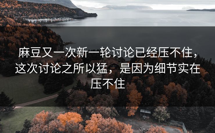 麻豆又一次新一轮讨论已经压不住，这次讨论之所以猛，是因为细节实在压不住