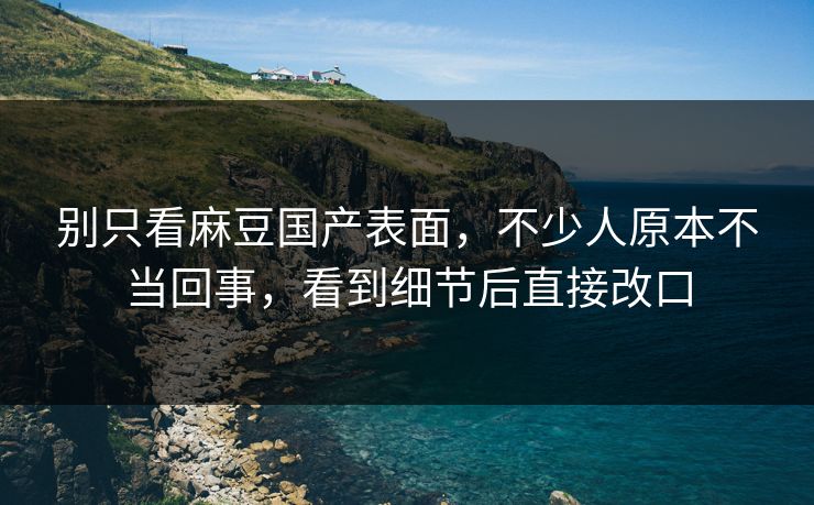 别只看麻豆国产表面，不少人原本不当回事，看到细节后直接改口
