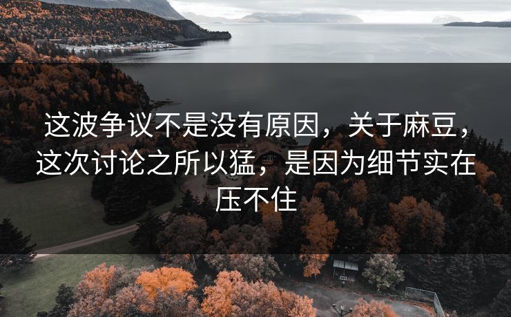 这波争议不是没有原因，关于麻豆，这次讨论之所以猛，是因为细节实在压不住