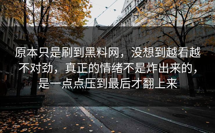 原本只是刷到黑料网,没想到越看越不对劲,真正的情绪不是炸出来的,是一点点压到最后才翻上来