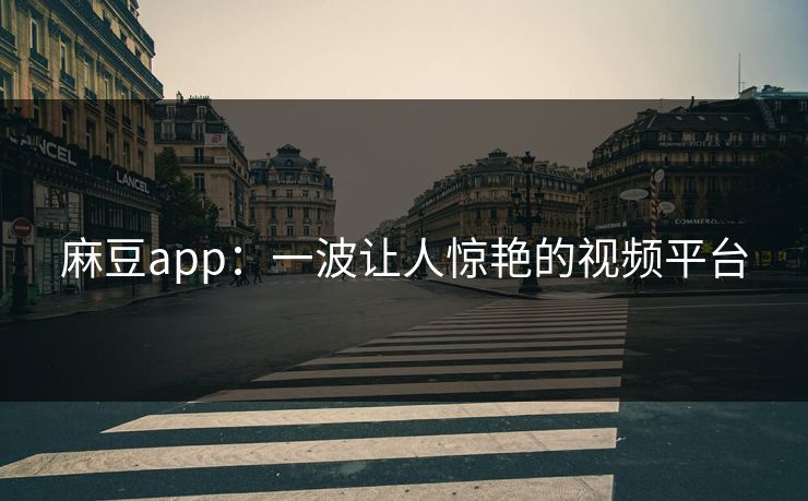 麻豆app:一波让人惊艳的视频平台