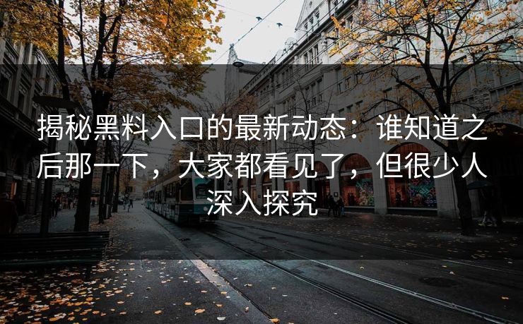 揭秘黑料入口的最新动态:谁知道之后那一下,大家都看见了,但很少人深入探究