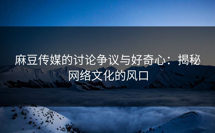 麻豆传媒的讨论争议与好奇心:揭秘网络文化的风口